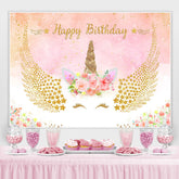 Einhorn Blume Rosa Glücklich Geburtstag Hintergrund Für Mädchen